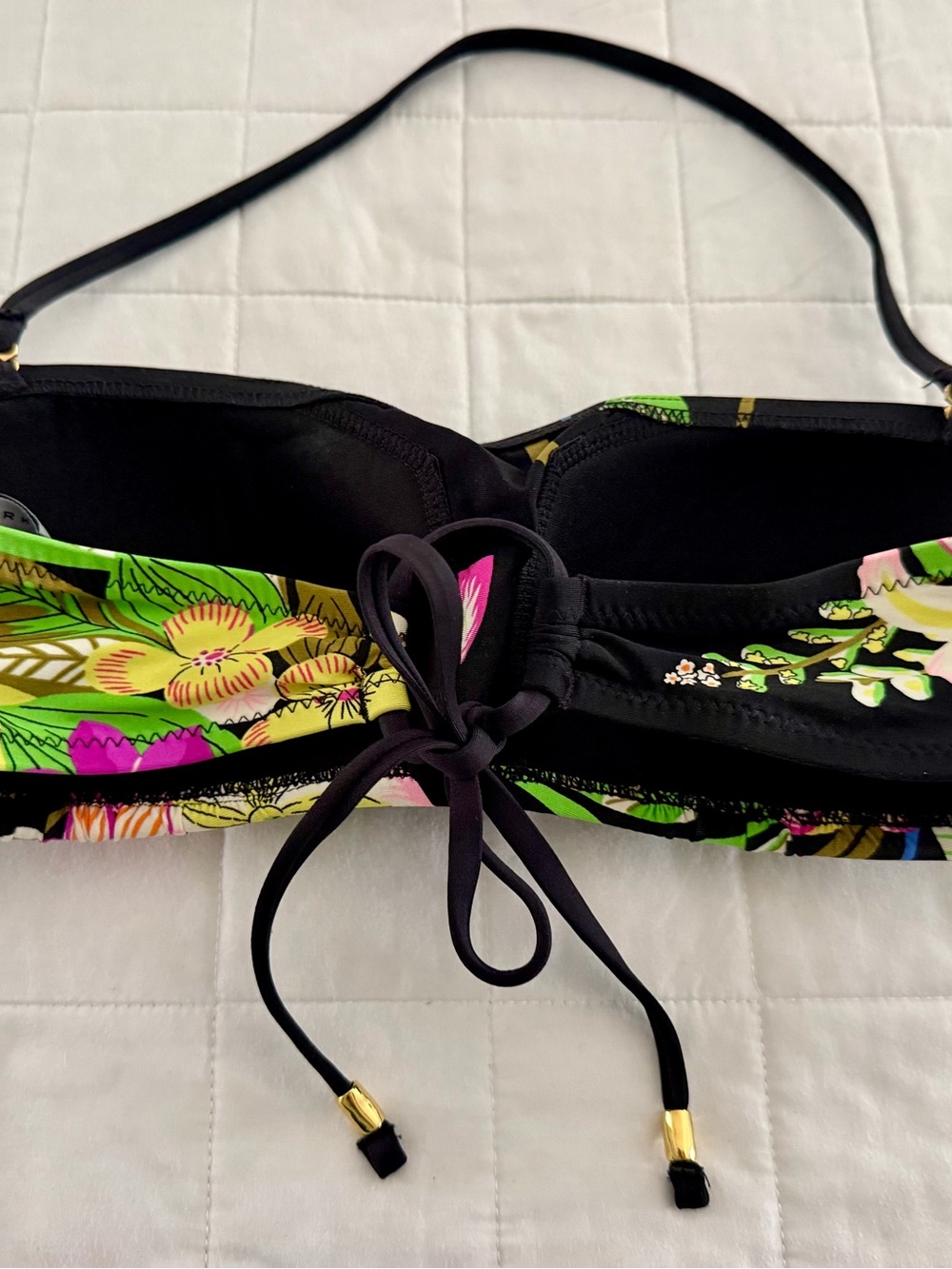 Trina Turk Black Floral Tankini Set - Pink & Green Flower Print Size 6 - Picture 4 of 5